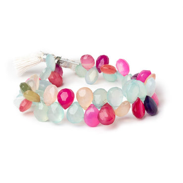 10x8-12x9mm Multi Color Chalcedony Faceted Pears 7.5 inch 46 Beads (ONLINE ORDER ONLY)