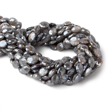 10x8-12x9mm Mystic Dark Platinum Grey Moonstone faceted ovals 14 inch 30 beads (ONLINE ORDER ONLY)