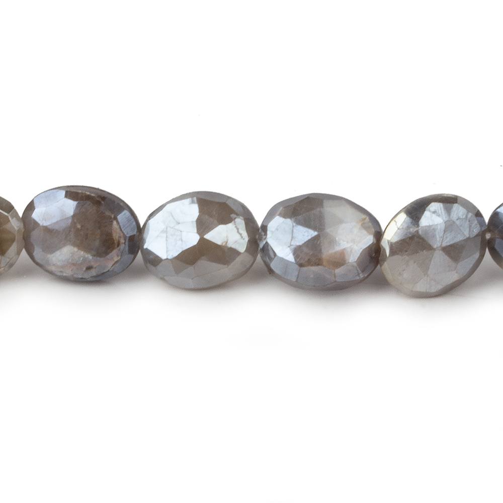 10x8-12x9mm Mystic Dark Platinum Grey Moonstone faceted ovals 14 inch 30 beads (ONLINE ORDER ONLY)