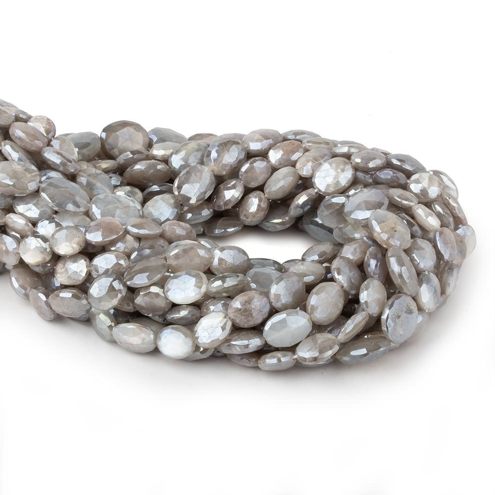 10x8-12x9mm Mystic Platinum Grey Moonstone faceted ovals 14 inch 30 beads (ONLINE ORDER ONLY)