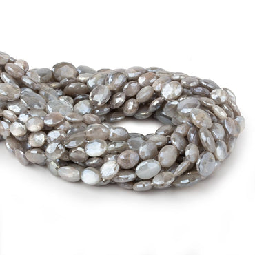 10x8-12x9mm Mystic Platinum Grey Moonstone faceted ovals 14 inch 30 beads (ONLINE ORDER ONLY)