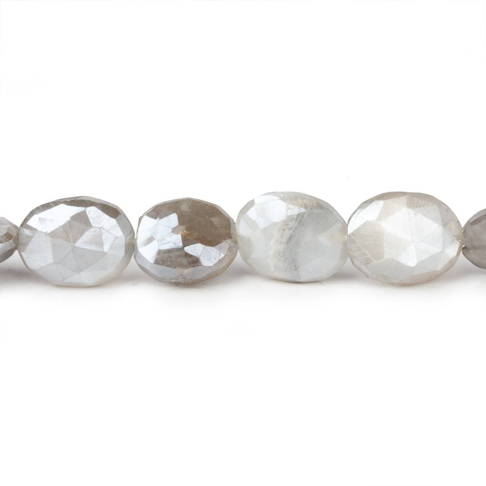 10x8-12x9mm Mystic Platinum Grey Moonstone faceted ovals 14 inch 30 beads (ONLINE ORDER ONLY)