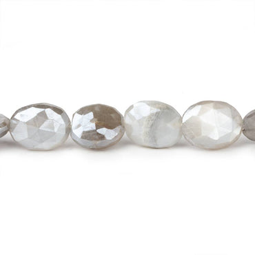 10x8-12x9mm Mystic Platinum Grey Moonstone faceted ovals 14 inch 30 beads (ONLINE ORDER ONLY)