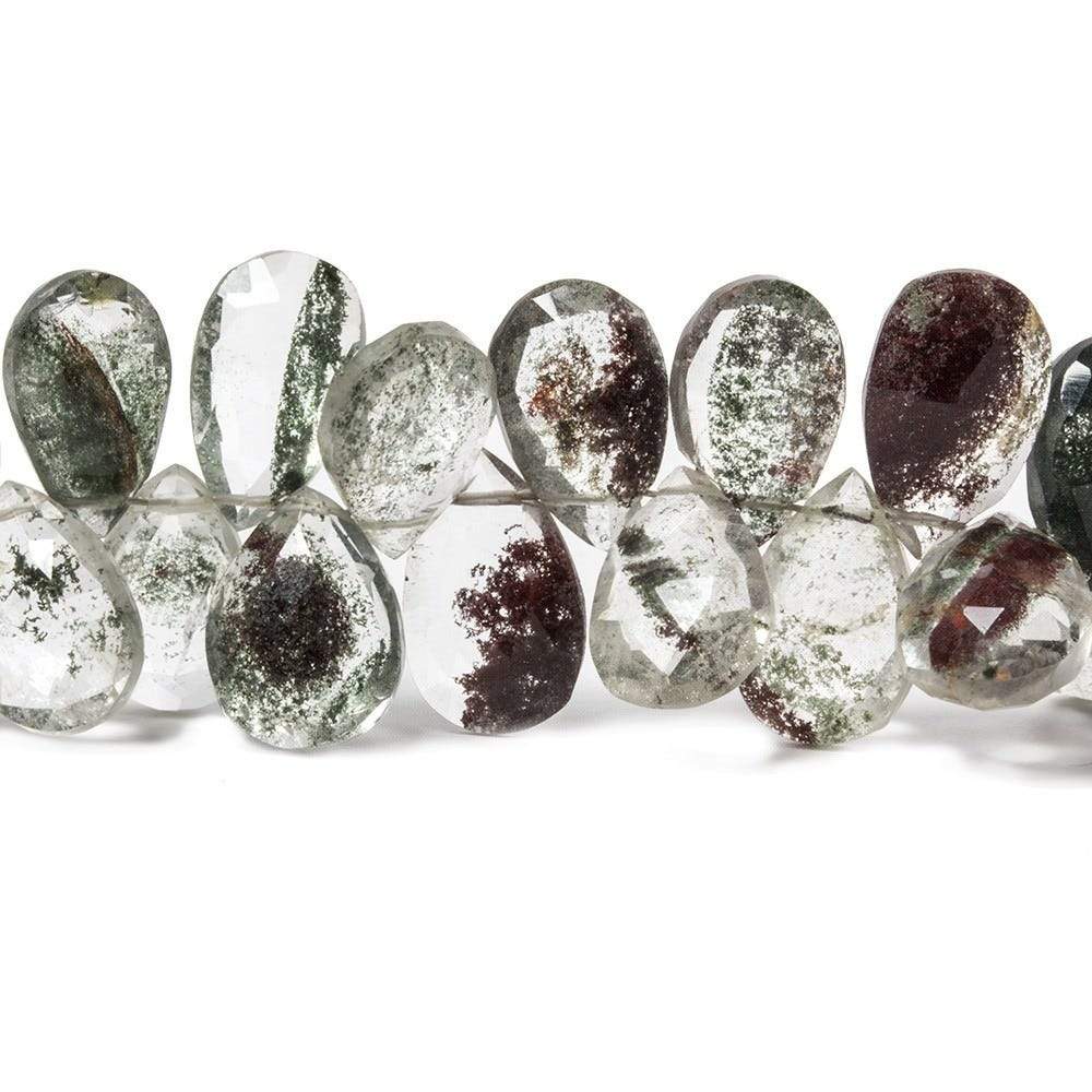 10x8-13x7mm Moss Quartz faceted pear briolettes 8 inch 56 Beads (ONLINE ORDER ONLY)