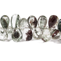 10x8-13x7mm Moss Quartz faceted pear briolettes 8 inch 56 Beads (ONLINE ORDER ONLY)