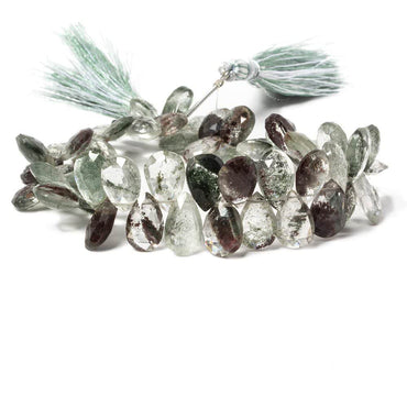 10x8-13x7mm Moss Quartz faceted pear briolettes 8 inch 56 Beads (ONLINE ORDER ONLY)