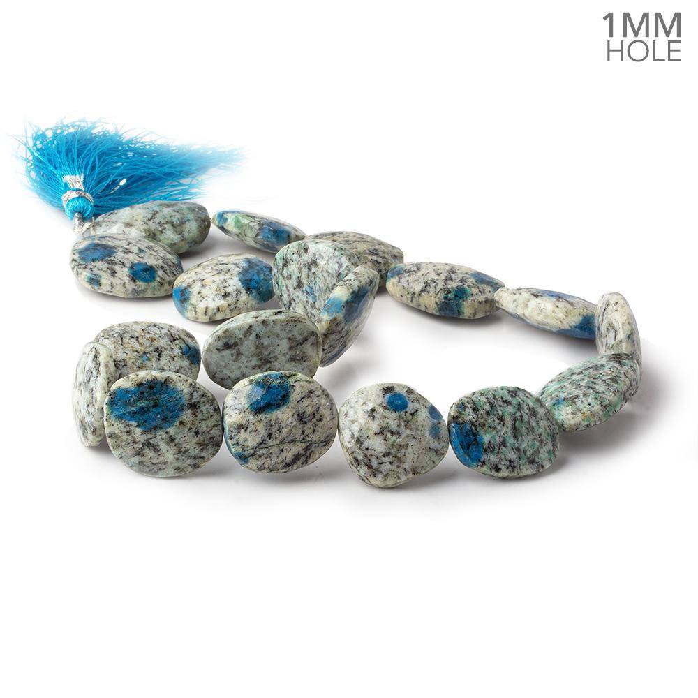 10x8-13x8mm  K2 Azurite Granite "K2 Jasper" faceted ovals 8 inch 16 beads 1mm large hole (ONLINE ORDER ONLY)