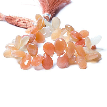 10x8-13x8mm Mango Orange Moonstone pear briolette 7.5 inch 49 Beads (ONLINE ORDER ONLY)