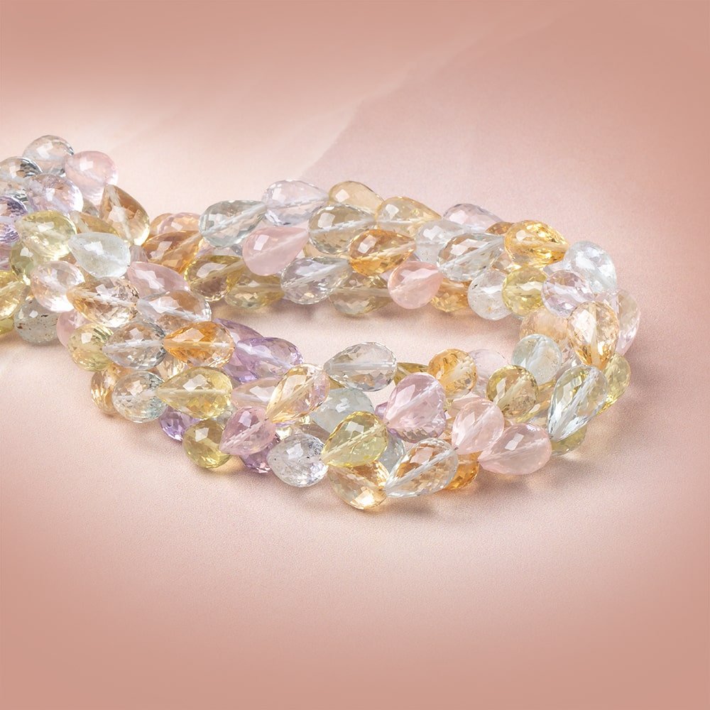 10x8-13x8mm Multi Gem Faceted Tear Drop Beads 14.5 inch 30 pieces AAA (ONLINE ORDER ONLY)