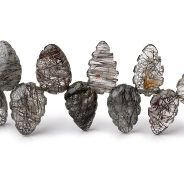 10x8-14x9mm Tourmalinated Quartz Carved Leaf Beads 8 inch 34 pieces (ONLINE ORDER ONLY)