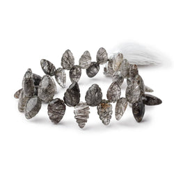 10x8-14x9mm Tourmalinated Quartz Carved Leaf Beads 8 inch 34 pieces (ONLINE ORDER ONLY)