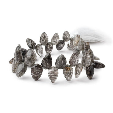 10x8-14x9mm Tourmalinated Quartz Carved Leaf Beads 8 inch 34 pieces (ONLINE ORDER ONLY)