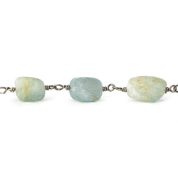 Frosted Aquamarine plain nugget Black Gold plated Chain by the foot 16 pcs (ONLINE ORDER ONLY)