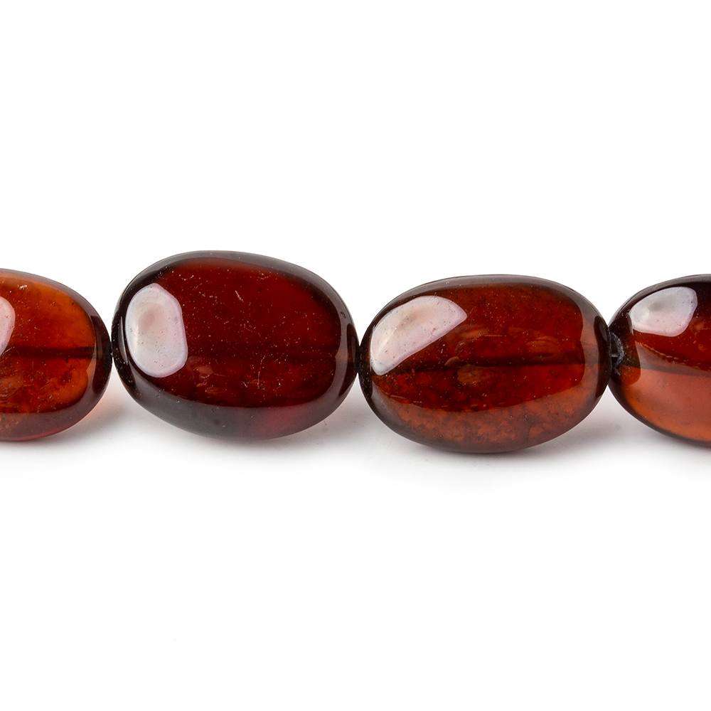 6x8-12x10mm Hessonite Garnet plain oval nugget beads 15 inches 40 pieces (ONLINE ORDER ONLY)