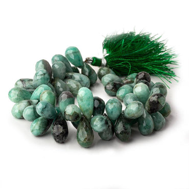10x8-18x8mm Brazilian Emerald Faceted Tear Drop Beads 7.5 inch 59 pieces (ONLINE ORDER ONLY)