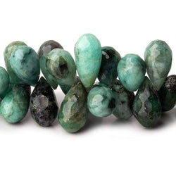 10x8-18x8mm Brazilian Emerald Faceted Tear Drop Beads 7.5 inch 59 pieces (ONLINE ORDER ONLY)
