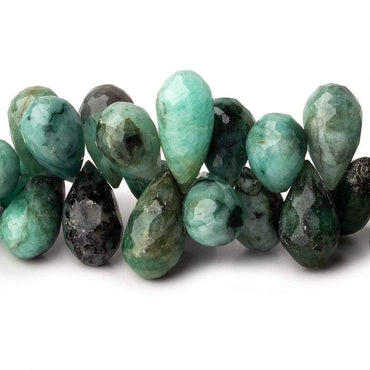 10x8-18x8mm Brazilian Emerald Faceted Tear Drop Beads 7.5 inch 59 pieces (ONLINE ORDER ONLY)