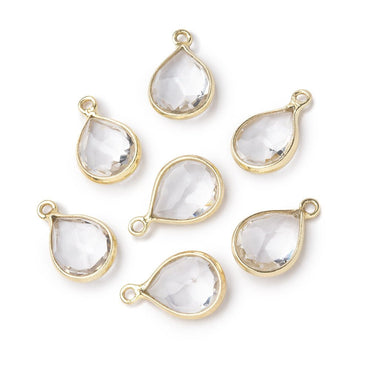 10x8.5mm Vermeil Bezel Crystal Quartz Faceted Pear Pendant 1 piece (ONLINE ORDER ONLY)