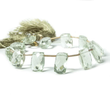 10x8mm-13x9mm Prasiolite Top Drilled Faceted Cushions 8 inch 13 pieces (ONLINE ORDER ONLY)
