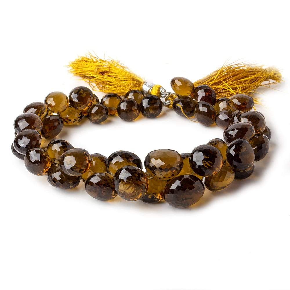 9-16mm Whiskey Quartz faceted Candy Kiss beads 9 inch 45 pieces (ONLINE ORDER ONLY)