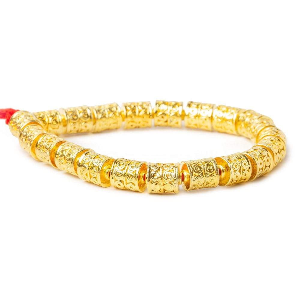 10x8mm 22kt Gold Plated Copper Bead Wave Scroll Cylinder Tube 8 inch 20 pieces (ONLINE ORDER ONLY)