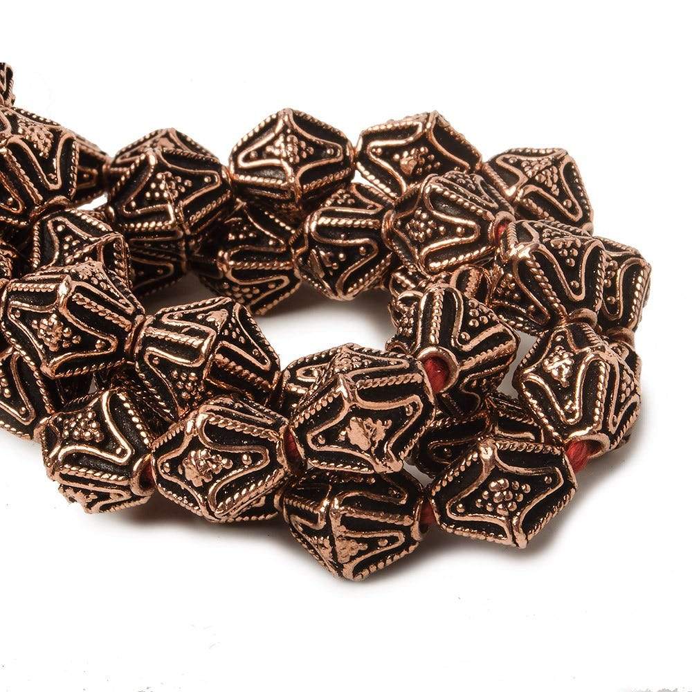 10x8mm Antiqued Copper Granulated Design BiCone 8 inch 15 pcs (ONLINE ORDER ONLY)