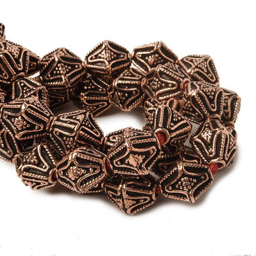 10x8mm Antiqued Copper Granulated Design BiCone 8 inch 15 pcs (ONLINE ORDER ONLY)