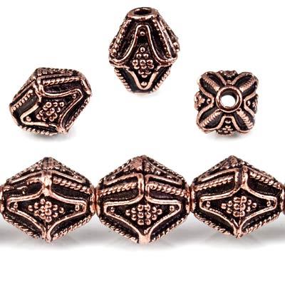 10x8mm Antiqued Copper Granulated Design BiCone 8 inch 15 pcs (ONLINE ORDER ONLY)