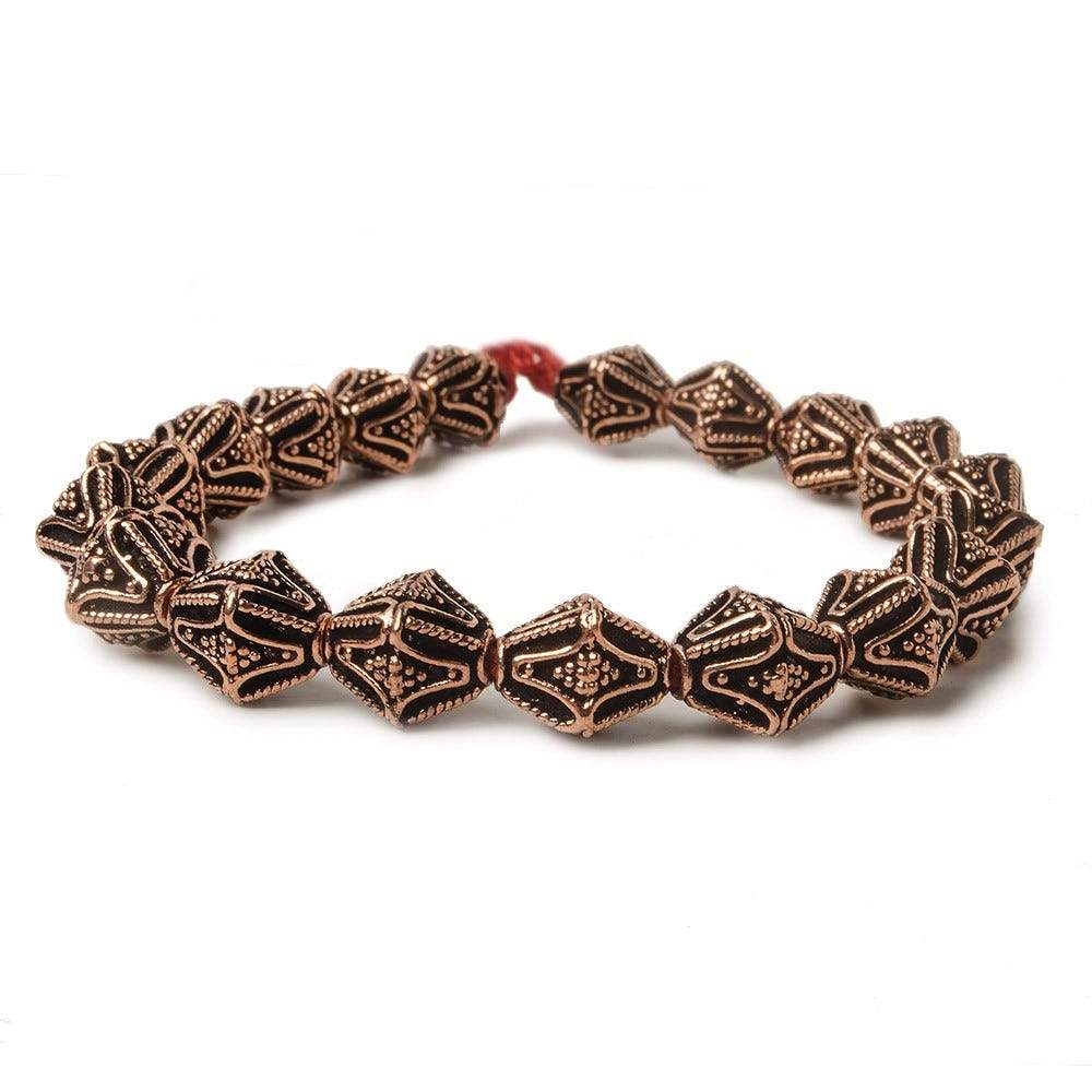 10x8mm Antiqued Copper Granulated Design BiCone 8 inch 15 pcs (ONLINE ORDER ONLY)