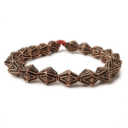 10x8mm Antiqued Copper Granulated Design BiCone 8 inch 15 pcs (ONLINE ORDER ONLY)