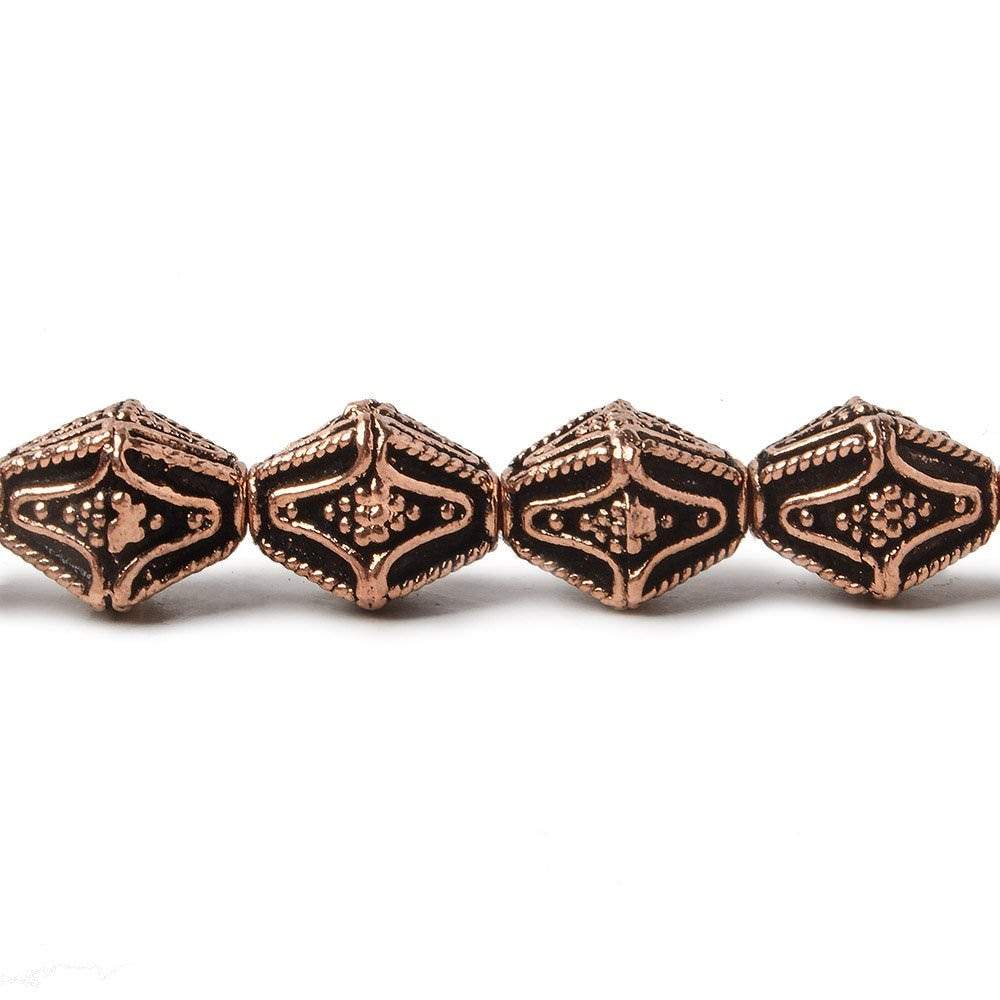 10x8mm Antiqued Copper Granulated Design BiCone 8 inch 15 pcs (ONLINE ORDER ONLY)