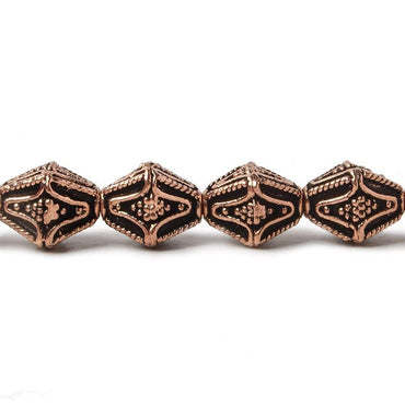 10x8mm Antiqued Copper Granulated Design BiCone 8 inch 15 pcs (ONLINE ORDER ONLY)