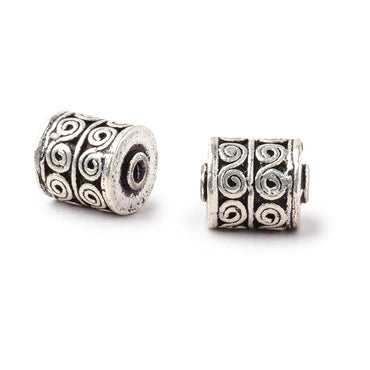 10x8mm Antiqued Silver Plated Copper Wave Scroll Tube Set of 2 Beads (ONLINE ORDER ONLY)