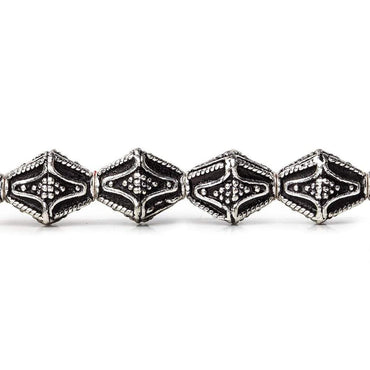 10x8mm Antiqued Sterling Silver Plated Copper Granulated Design BiCone 8 inch 20 pcs (ONLINE ORDER ONLY)