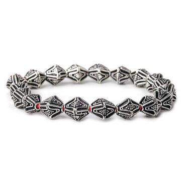 10x8mm Antiqued Sterling Silver Plated Copper Granulated Design BiCone 8 inch 20 pcs (ONLINE ORDER ONLY)