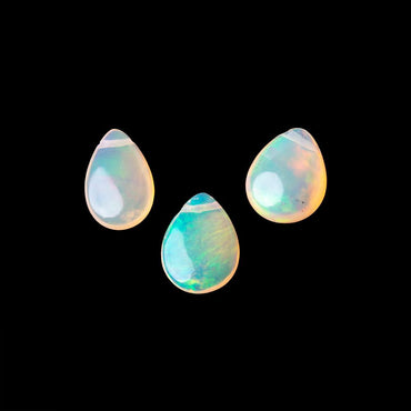 10x8mm Ethiopian Opal Plain Pear Set of 3 Focal Beads AA (ONLINE ORDER ONLY)