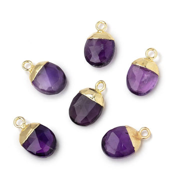 10x8mm Gold Leafed Amethyst Faceted Oval Focal Bead 1 piece (ONLINE ORDER ONLY)