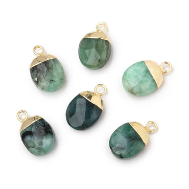 10x8mm Gold Leafed Emerald Oval Pendant 1 piece (ONLINE ORDER ONLY)