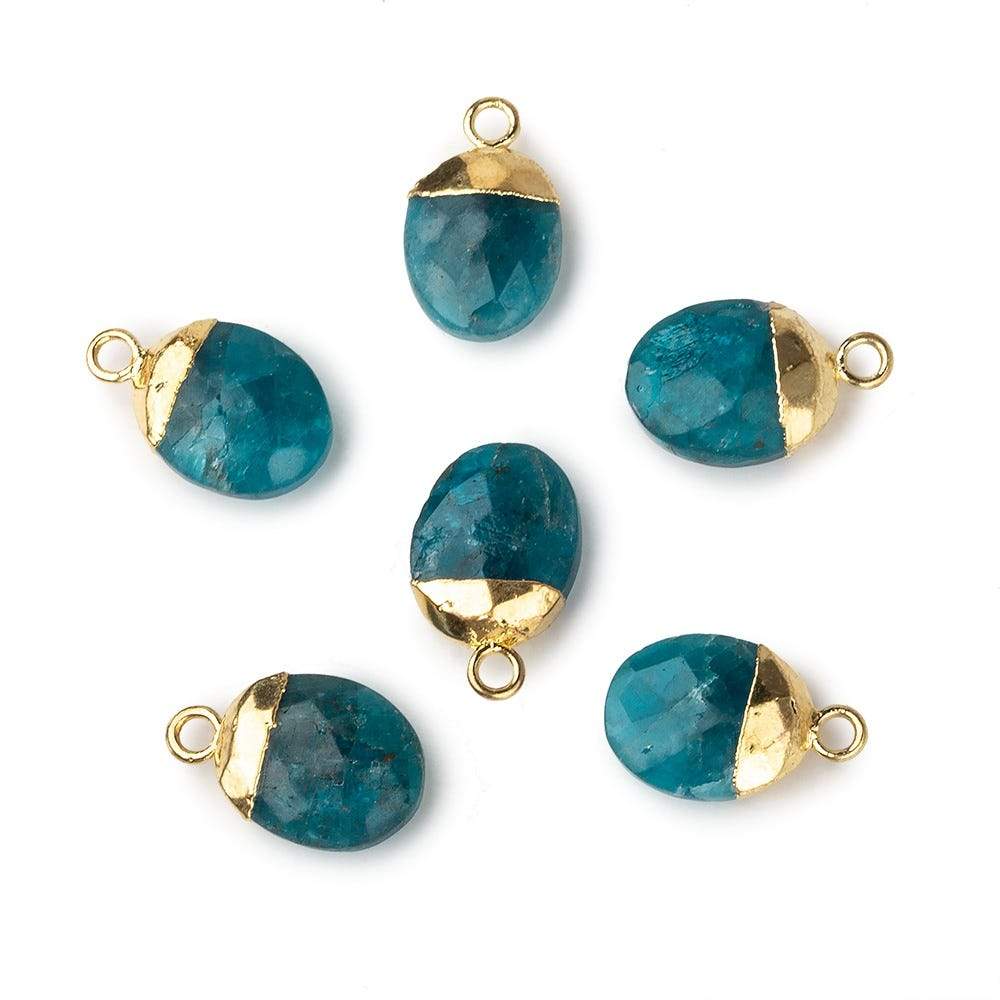 10x8mm Gold Leafed Neon Blue Apatite Oval Pendant 1 piece (ONLINE ORDER ONLY)