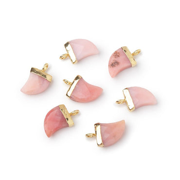 10x8mm Gold Leafed Pink Peruvian Opal Faceted Horn 1 Pendant (ONLINE ORDER ONLY)