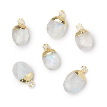 10x8mm Gold Leafed Rainbow Moonstone Faceted Oval Focal Bead 1 piece (ONLINE ORDER ONLY)