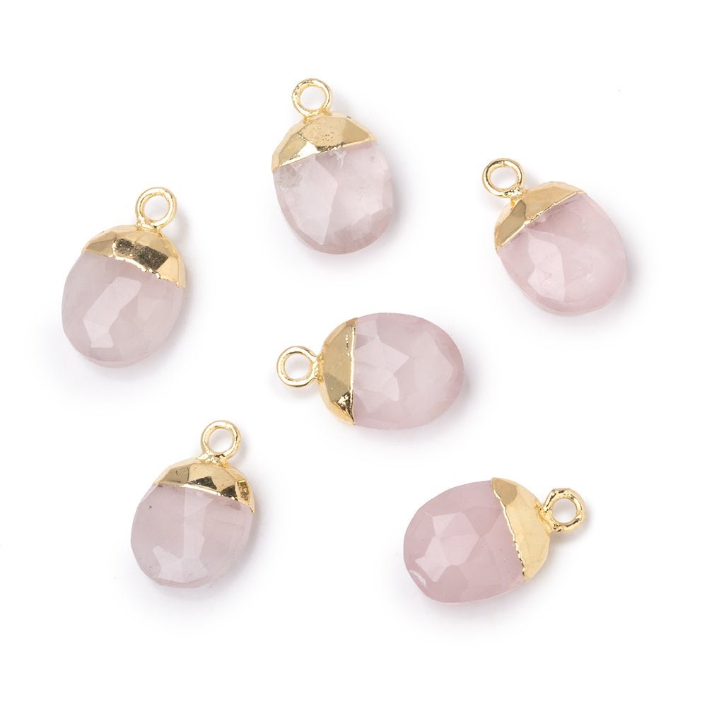 10x8mm Gold Leafed Rose Quartz Faceted Oval Focal Bead 1 piece (ONLINE ORDER ONLY)