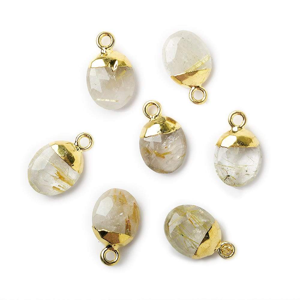 10x8mm Gold Leafed Rutilated Quartz Oval Pendant 1 piece (ONLINE ORDER ONLY)