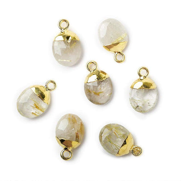 10x8mm Gold Leafed Rutilated Quartz Oval Pendant 1 piece (ONLINE ORDER ONLY)