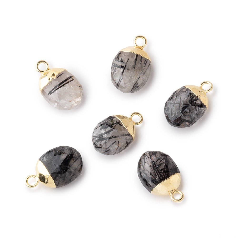 10x8mm Gold Leafed Tourmalinated Quartz Faceted Oval Focal Bead 1 piece (ONLINE ORDER ONLY)