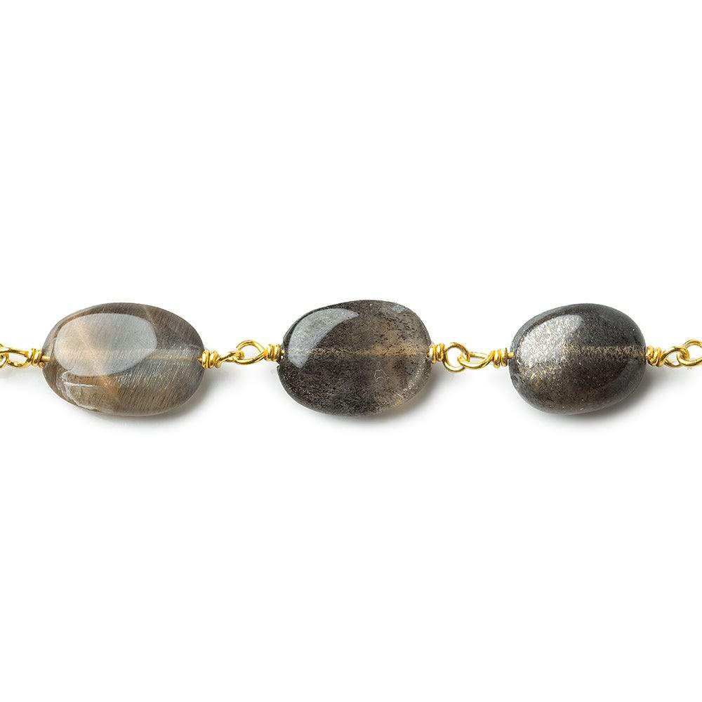 10x8mm Multi Color Moonstone plain oval Vermeil Chain by the foot (ONLINE ORDER ONLY)