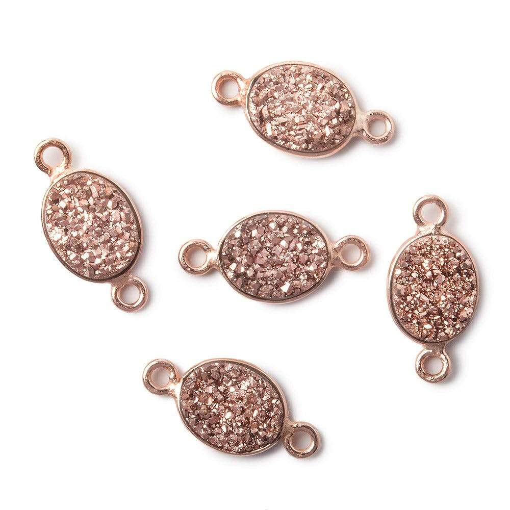 10x8mm Rose Gold Bezel Metallic Rose Drusy Oval Connector 1 piece (ONLINE ORDER ONLY)