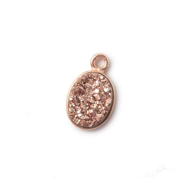 10x8mm Rose Gold Bezel Metallic Rose Drusy Oval Pendant  1 piece (ONLINE ORDER ONLY)