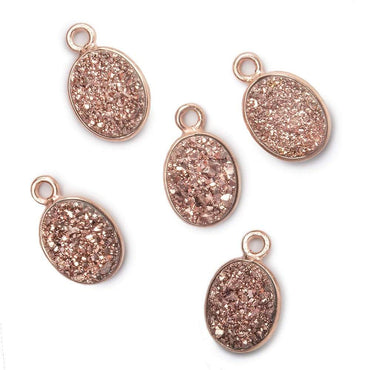 10x8mm Rose Gold Bezel Metallic Rose Drusy Oval Pendant  1 piece (ONLINE ORDER ONLY)