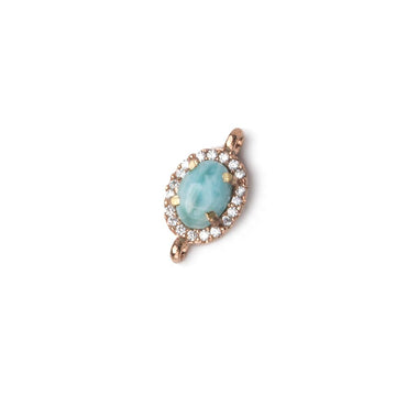 10x8mm Rose Gold Bezel White CZ and Larimar Oval Connector 1 focal piece (ONLINE ORDER ONLY)